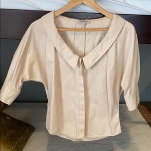 Classic Zac Posen Silk & Cotton 8 Cream Blouse